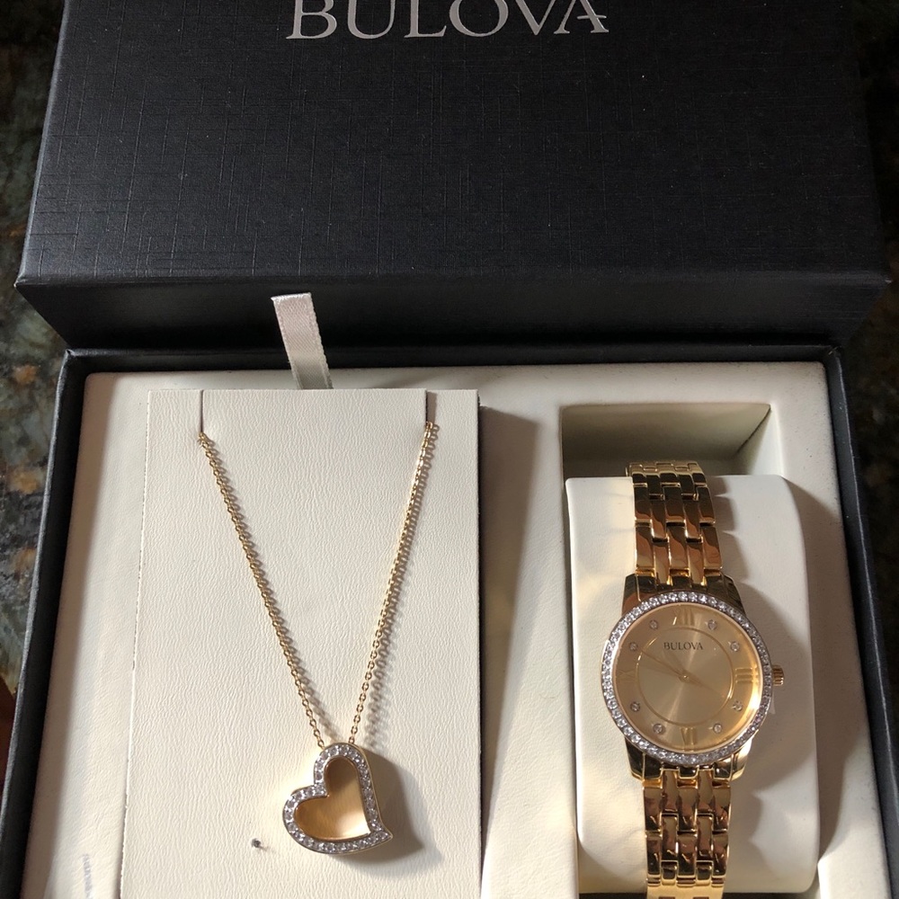 New Women’s Bulova Watch & Pendant set